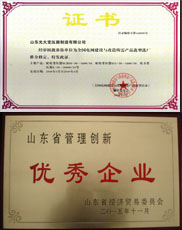 镇江变压器厂家优秀管理企业证书